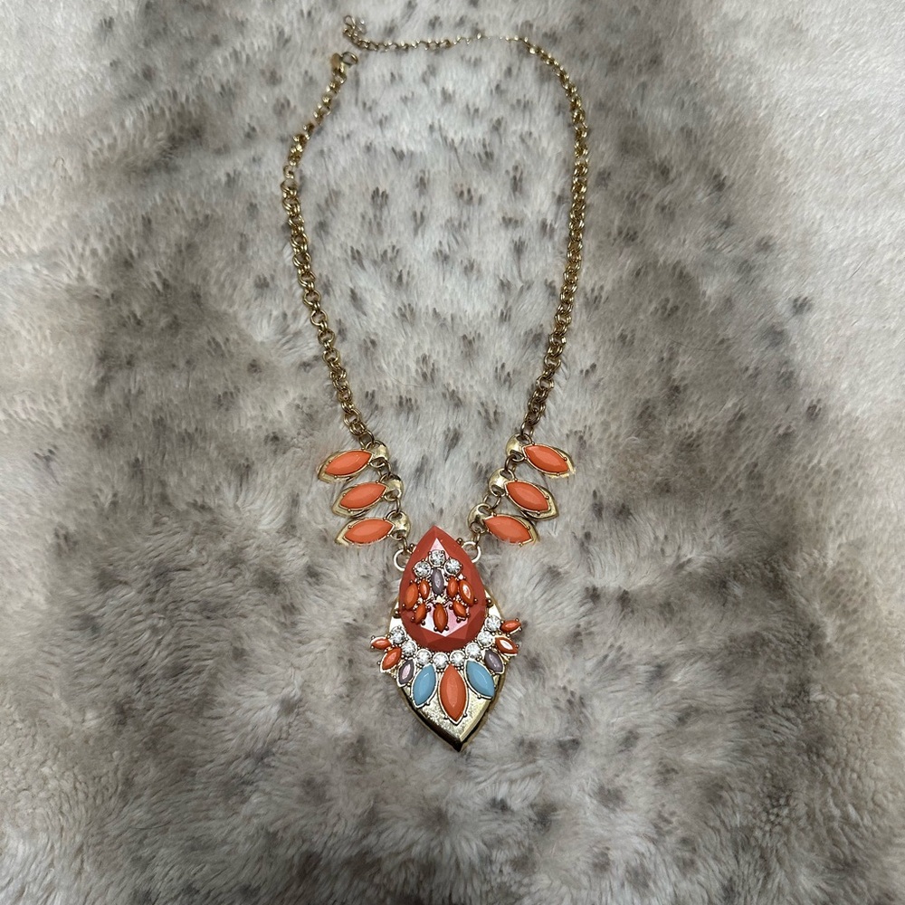 Forever21 Gold and Coral Chunky Necklace